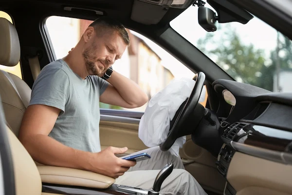 A man injured after a car accident needs medical records and a lawyer.