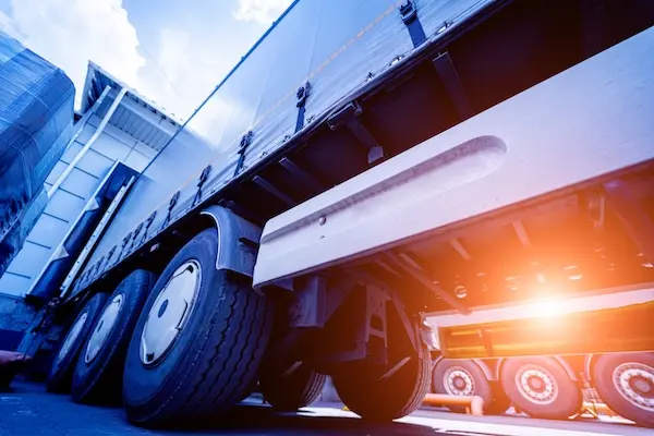 Underride guard on a commercial truck trailer